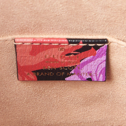 Gucci X KEN SCOTT New Shangai Calfskin Jenny Floral Print Mini Horsebit 1955 Top Handle Bag Black Pink 8 of 10