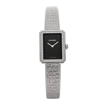 Chanel Stainless Steel Diamond Bezel 21mm Boy-friend Tweed Quartz Watch Black 1 of 4