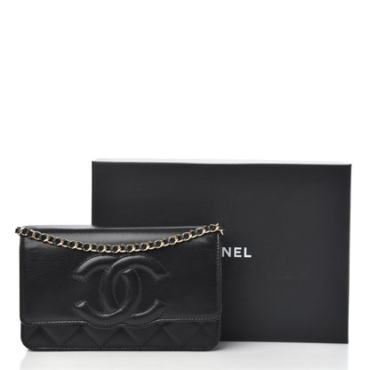 Chanel Goatskin Quilted Timeless CC Wallet On Chain WOC Black 12 of 12