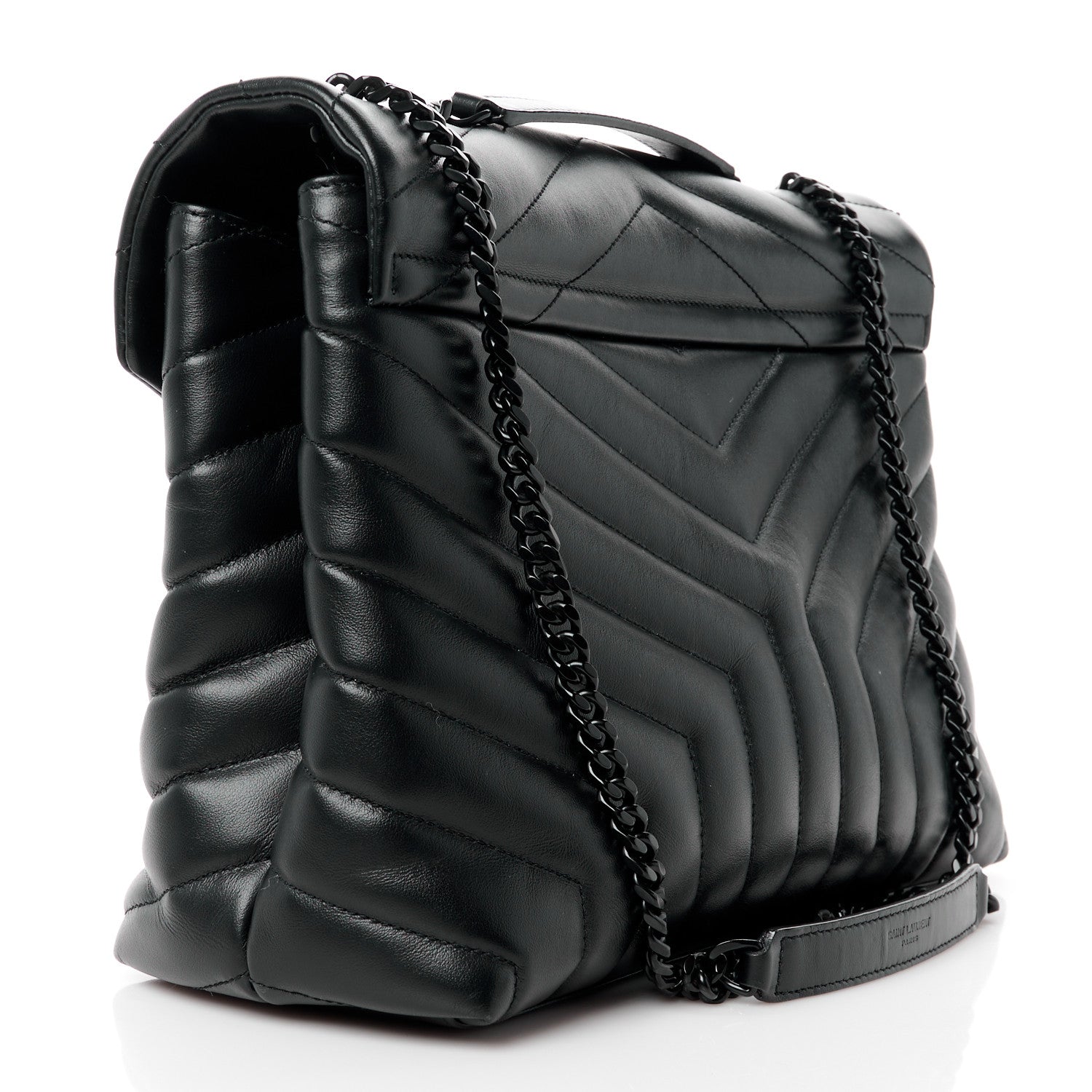 Saint Laurent Calfskin Y Quilted Monogram Monochrome Medium Loulou Chain Satchel Black 3 of 12