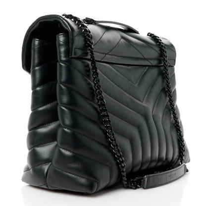 Saint Laurent Calfskin Y Quilted Monogram Monochrome Medium Loulou Chain Satchel Black 3 of 12