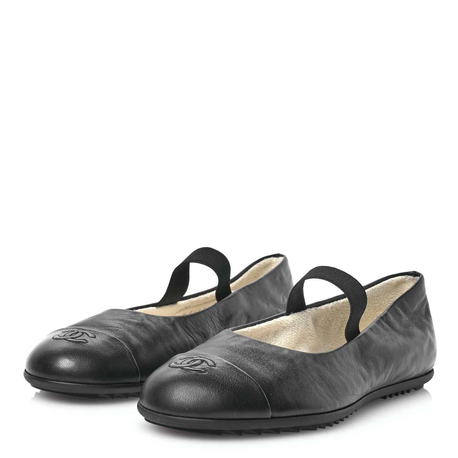 Chanel Lambskin Cap Toe CC Mary Jane Flats 40 Black 3 of 9