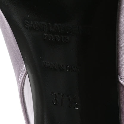 Saint Laurent Crepe Satin Mae Feathered Sandals Slight 37.5 Poly Grey 7 of 8