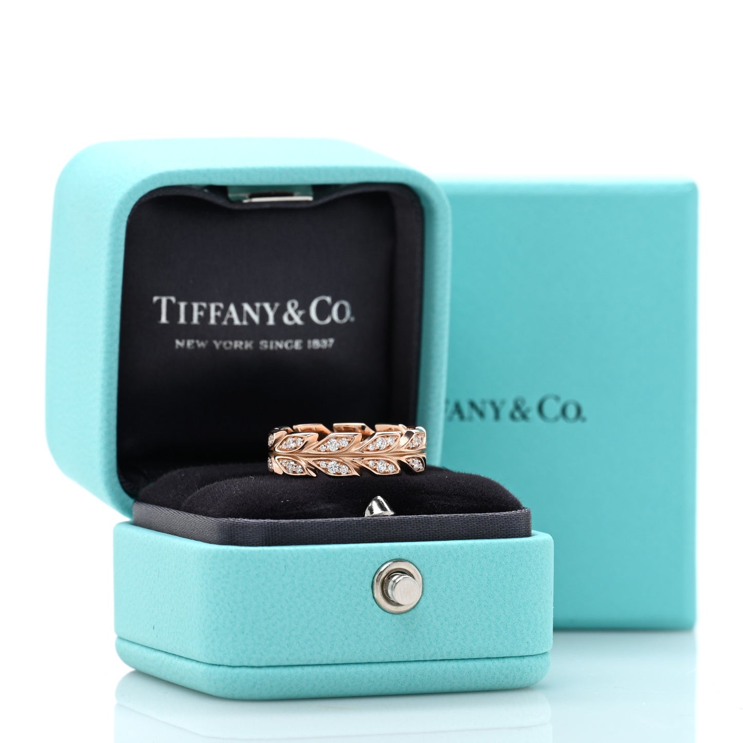 18K Rose Gold Diamond Victoria Vine Band Ring 54 7
