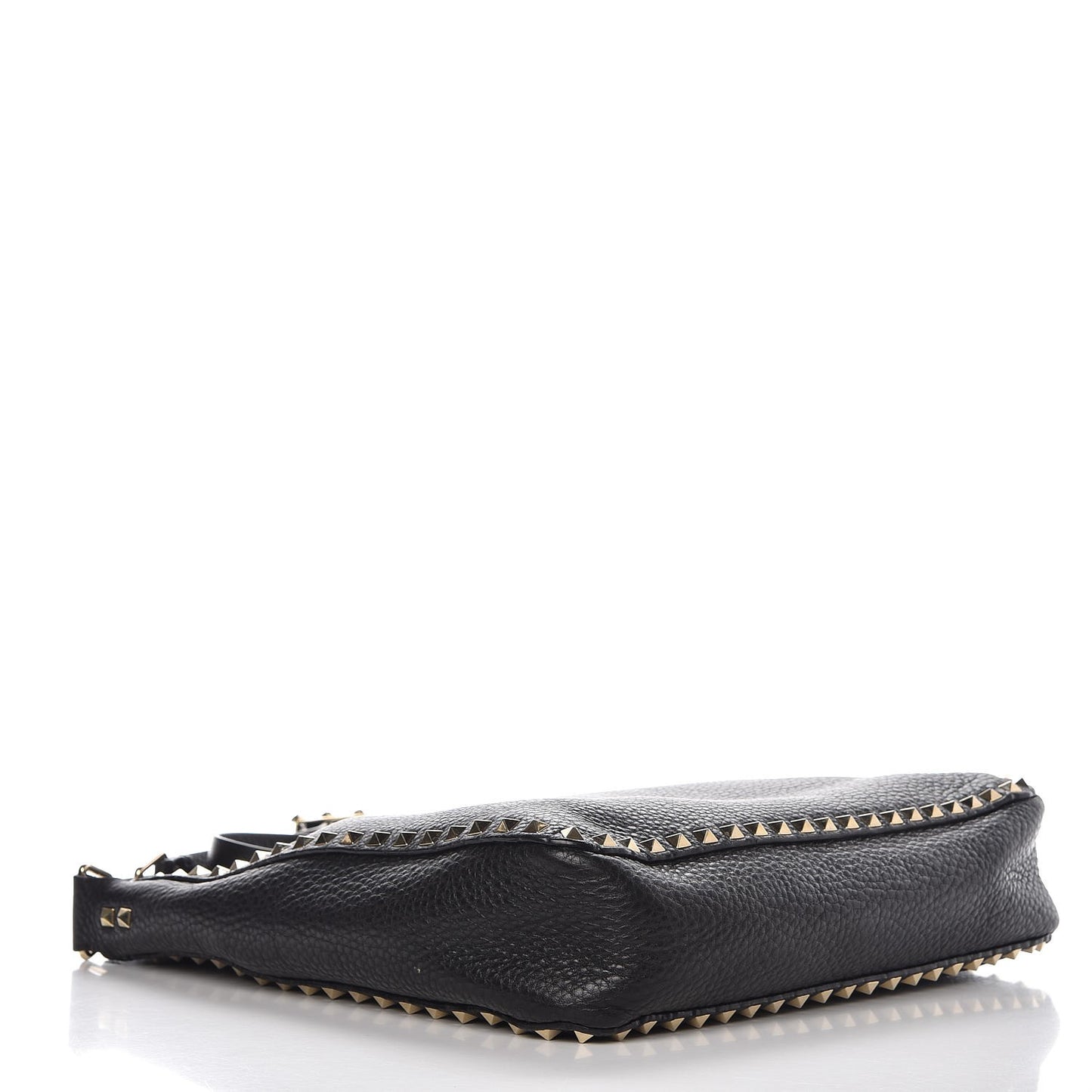 Pebbled Calfskin Large Rockstud Flip-Lock Messenger Bag Black