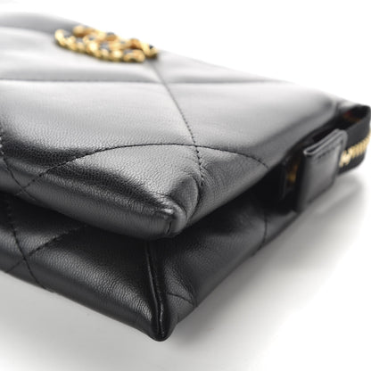 Chanel Shiny Goatskin Quilted Small Chanel 19 Pouch With Handle Black 15 of 19