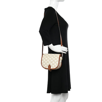 Celine Triomphe Canvas Medium Folco Bag White 2 of 9