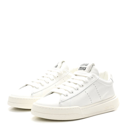 Miu Miu Calfskin Womens Low Top Sneakers 6.5 White 4 of 9