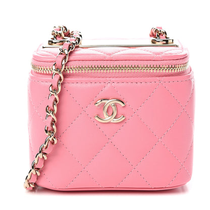 Chanel Lambskin Quilted Mini Vanity Case With Chain Pale Pink 1 of 9