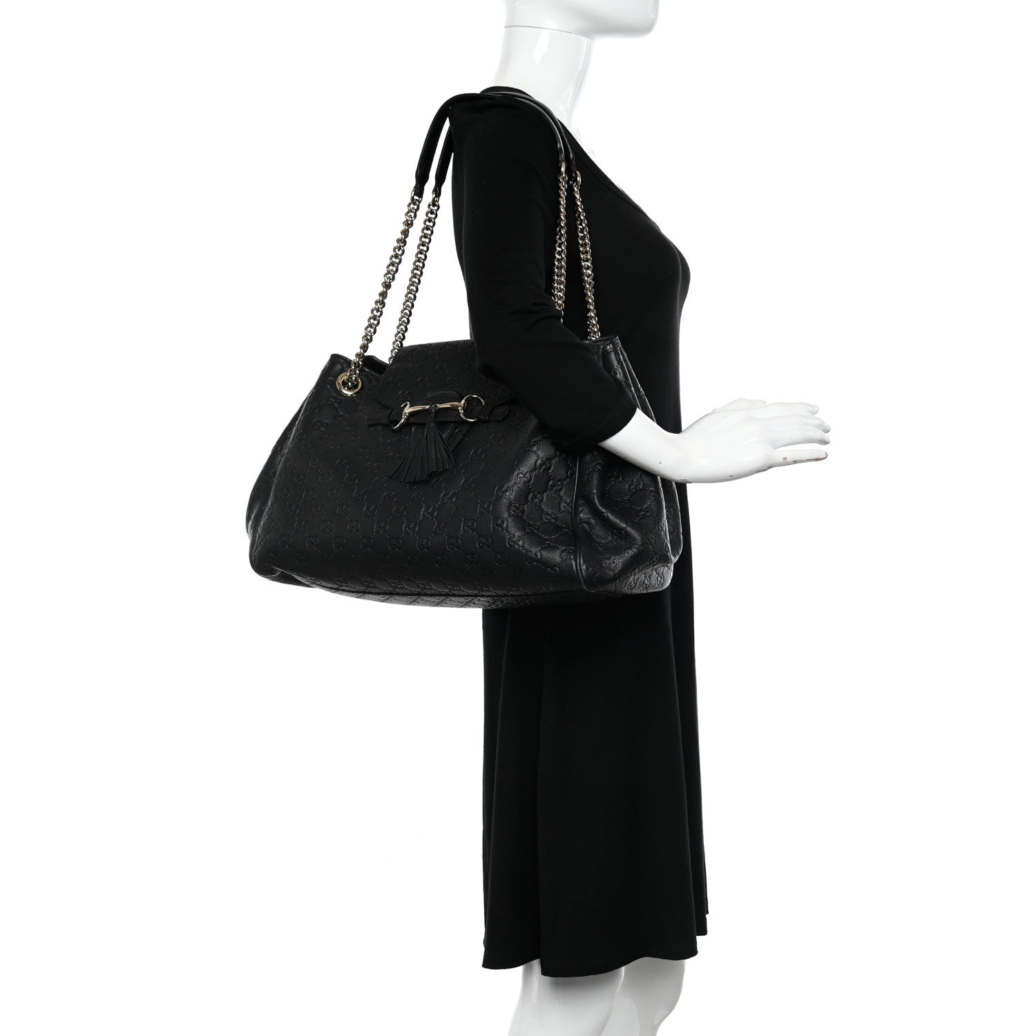 Gucci Guccissima Medium Emily Shoulder Bag Black 2 of 9