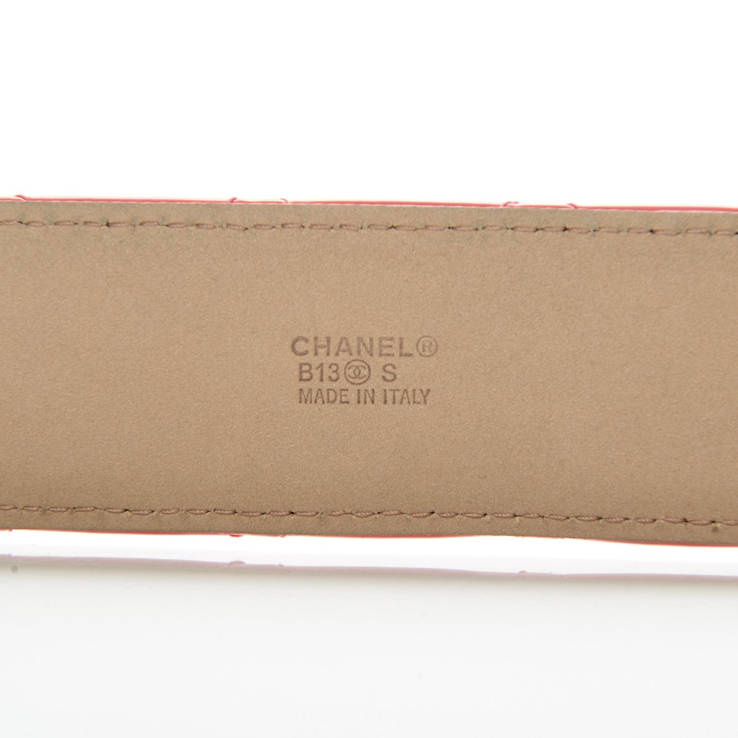 Patent Quilted CC Logo Wide Belt 80 32 Pink