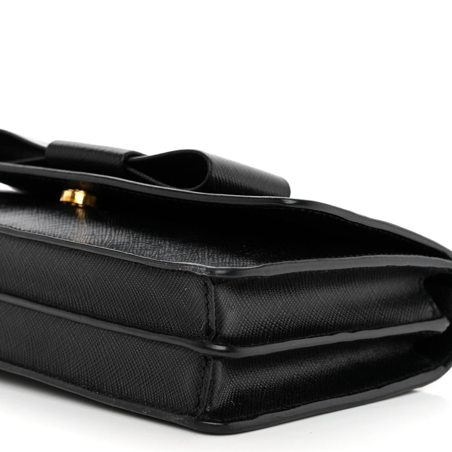Saffiano Lux Bow Crossbody Bag Black