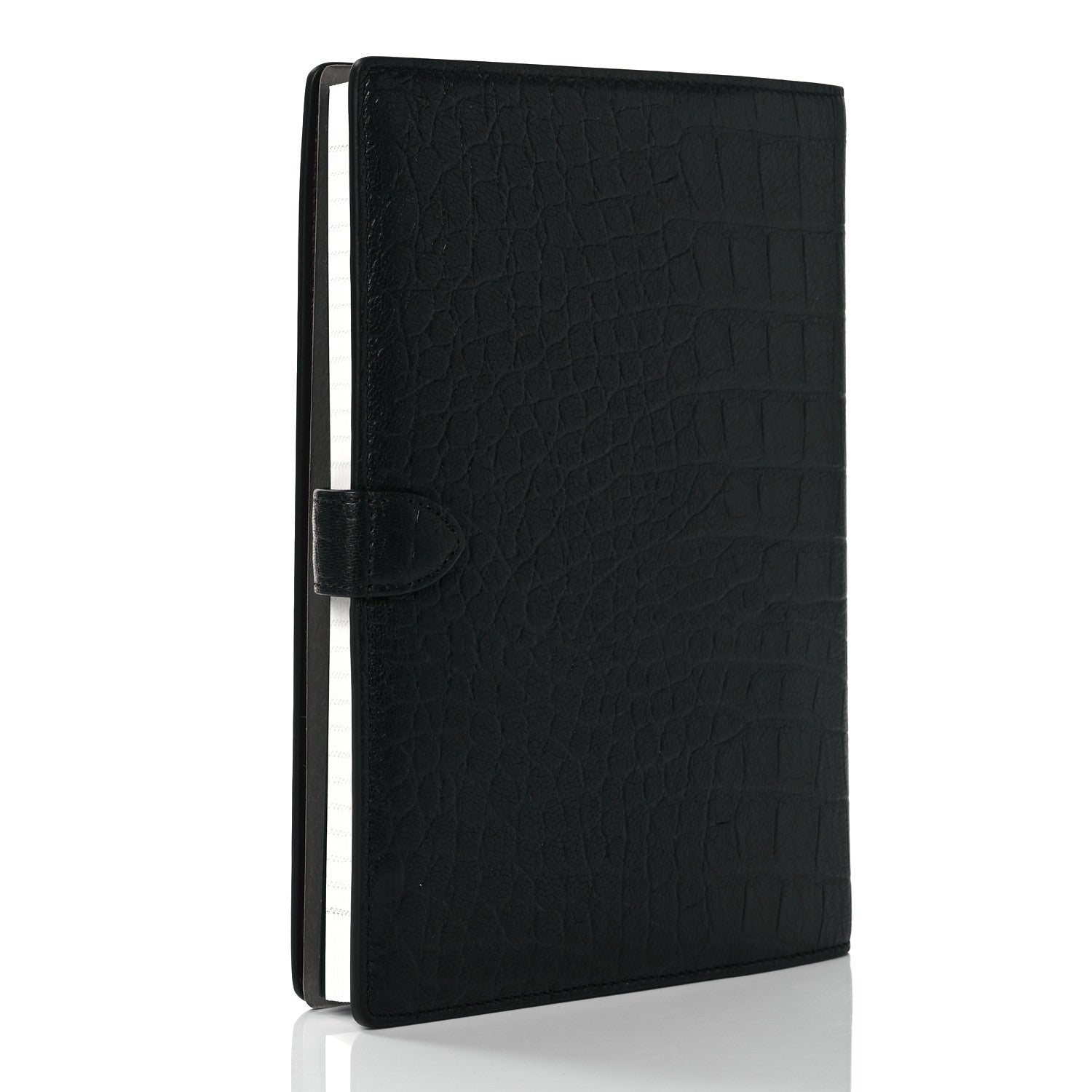 Mulberry Calfskin Crocodile Embossed Postman's Lock Agenda Black 2 of 9