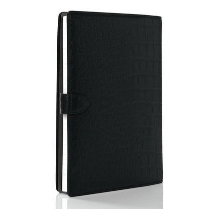 Mulberry Calfskin Crocodile Embossed Postman's Lock Agenda Black 2 of 9