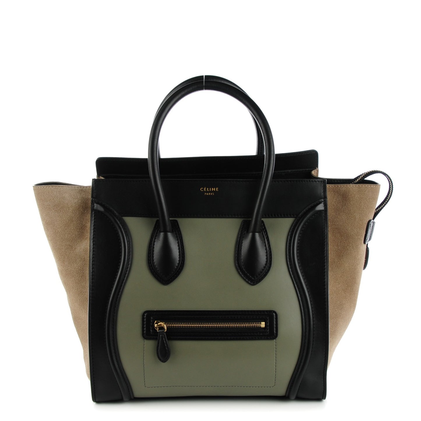 Smooth Calfskin Suede Mini Tri-Color Luggage Almond