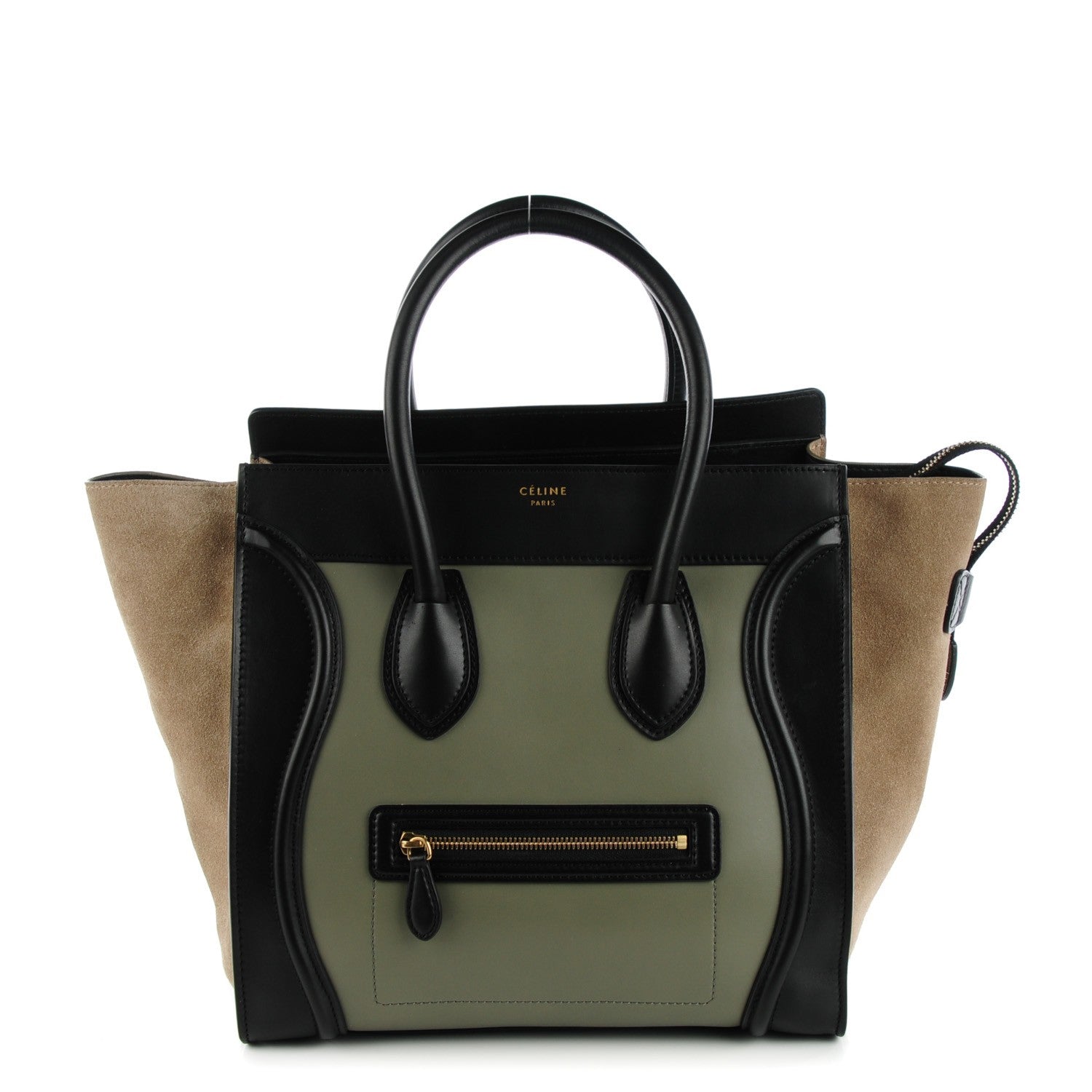 Celine Smooth Calfskin Suede Mini Tri-Color Luggage Almond 1 of 8