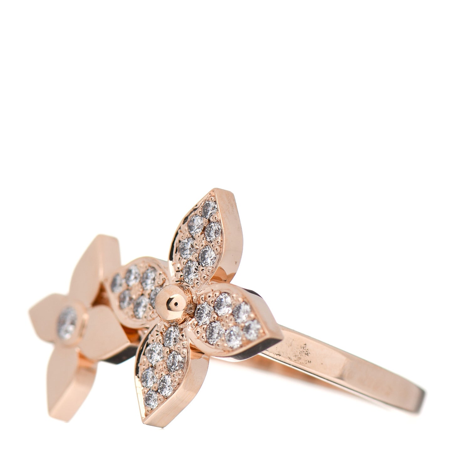 18K Pink Gold Diamond Star Blossom Ring 52 6