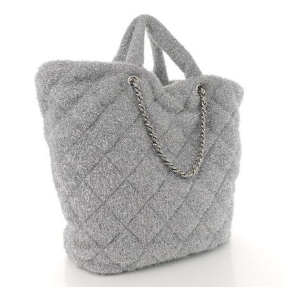 Chanel Knit Metallic Lambskin Large Shopping Tote Silver 2 of 9