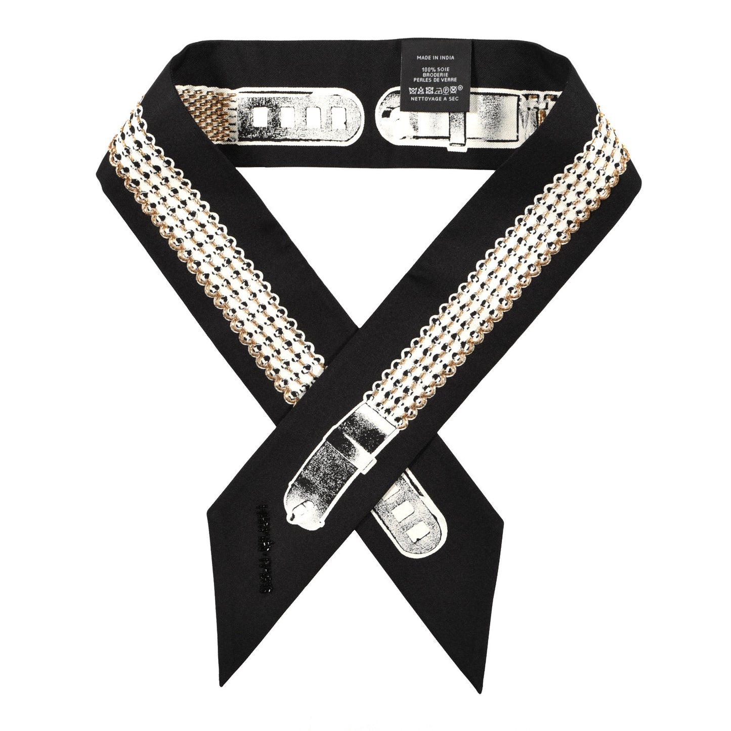 Silk Embroidered Bead Le Tresor De Medor Twilly Black