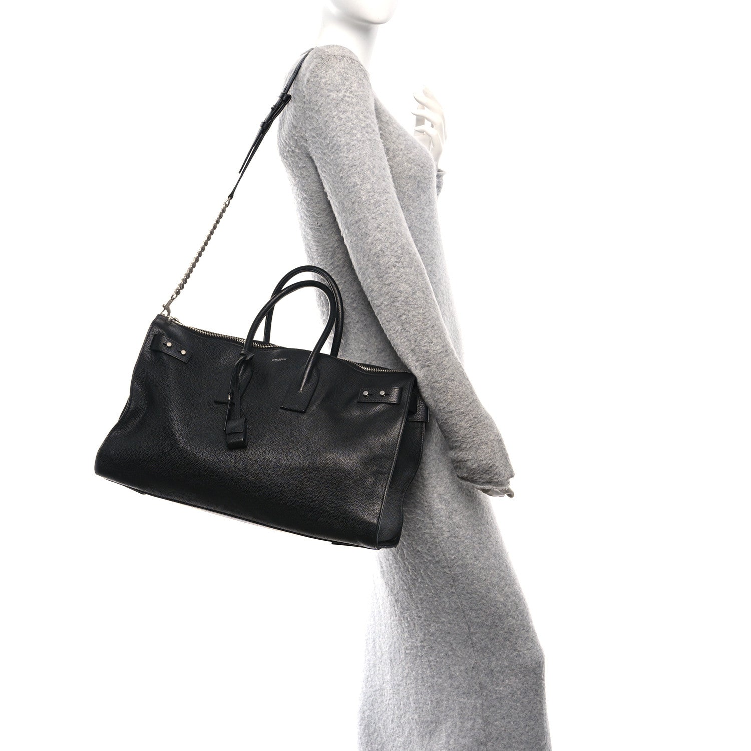 Saint Laurent Grained Calfskin Medium Souple Sac De Jour Duffle Black 2 of 9