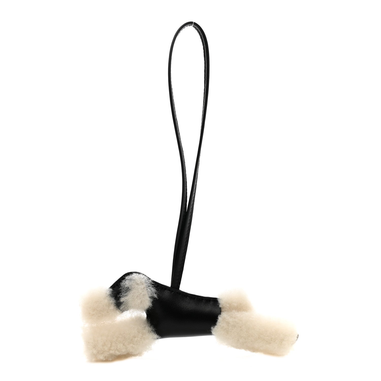Hermes Milo Lambskin Shearling Budy Charm Black 1 of 5