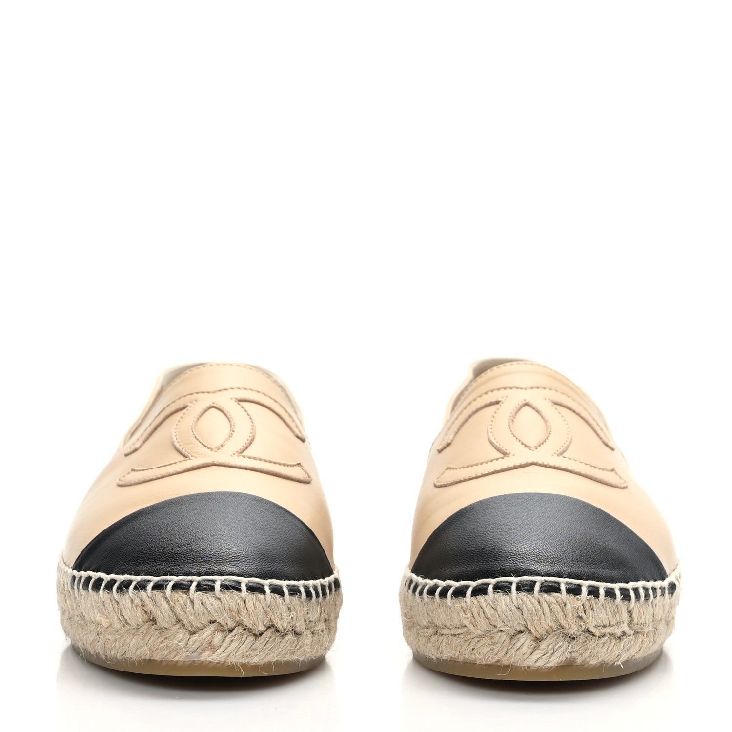 Chanel Lambskin CC Espadrilles 39 Beige Black 2 of 7