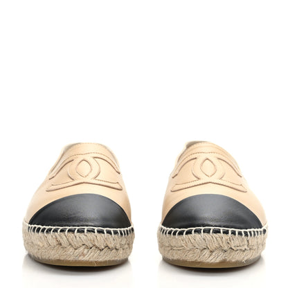 Chanel Lambskin CC Espadrilles 39 Beige Black 2 of 7