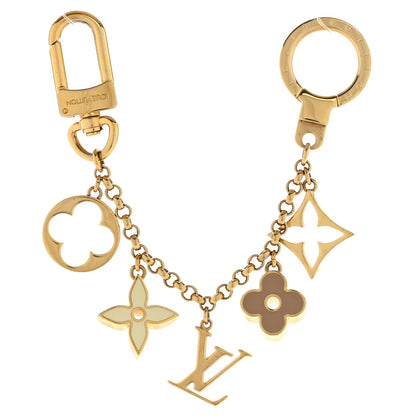 Louis Vuitton Brass Enamel Fleur De Monogram Bag Charm Chain Gold 2 of 4
