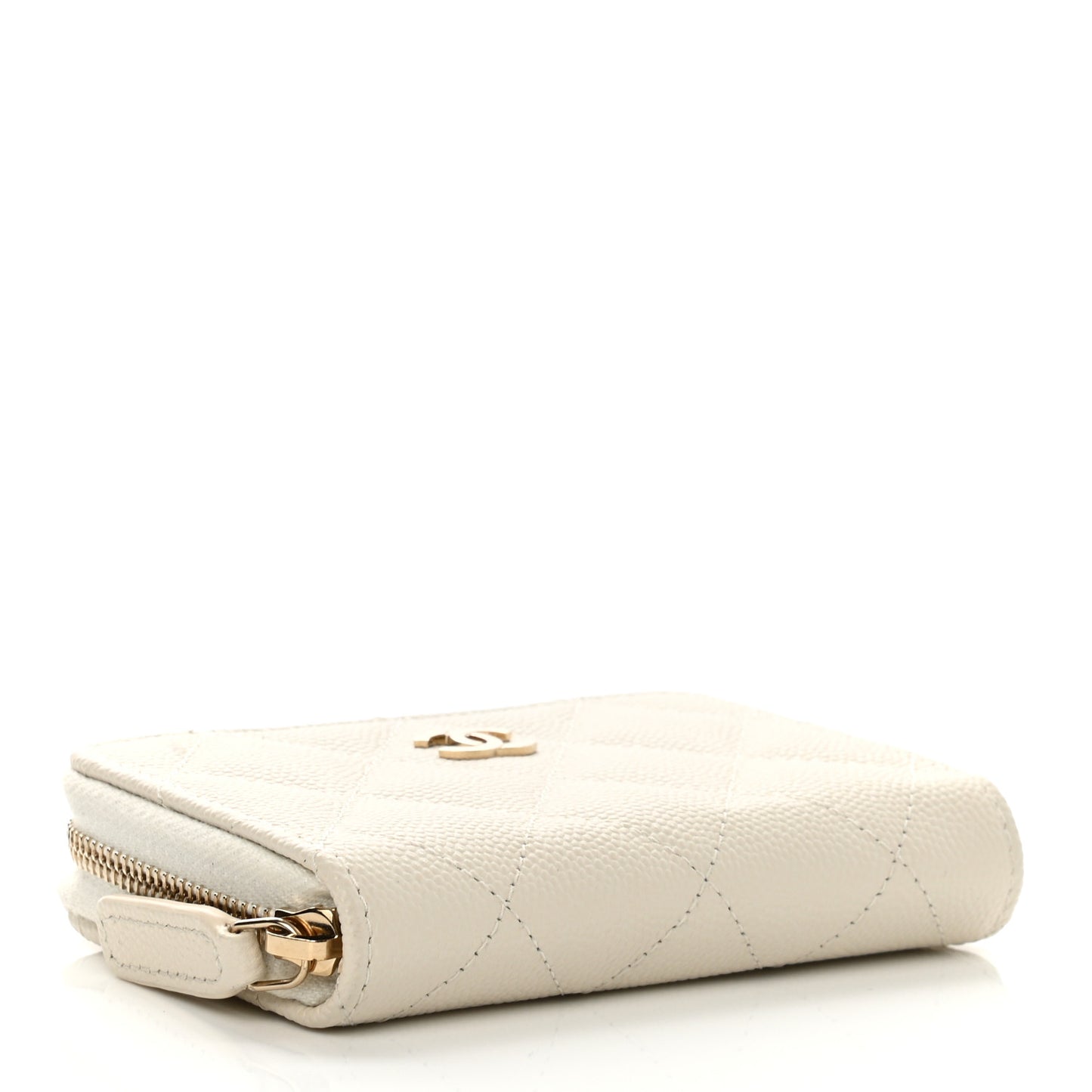 Caviar Quilted Zip Coin Purse White