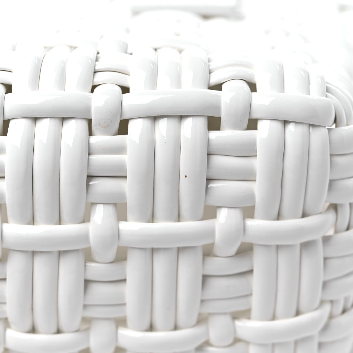 Faux Calfskin Braided Varnished XXS Bistro Basket White