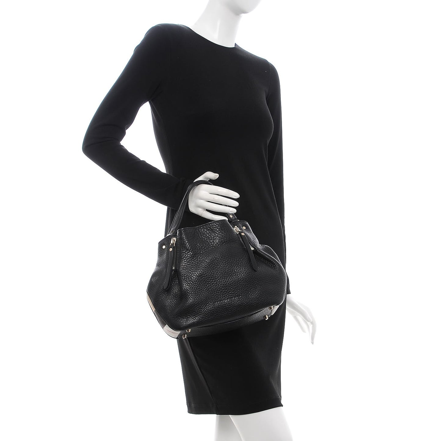 Grainy Calfskin House Check Small Maidstone Black