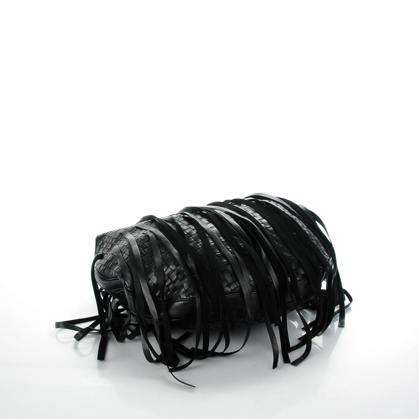 Vintage Nappa Intrecciato Fringe Hobo Nero Black