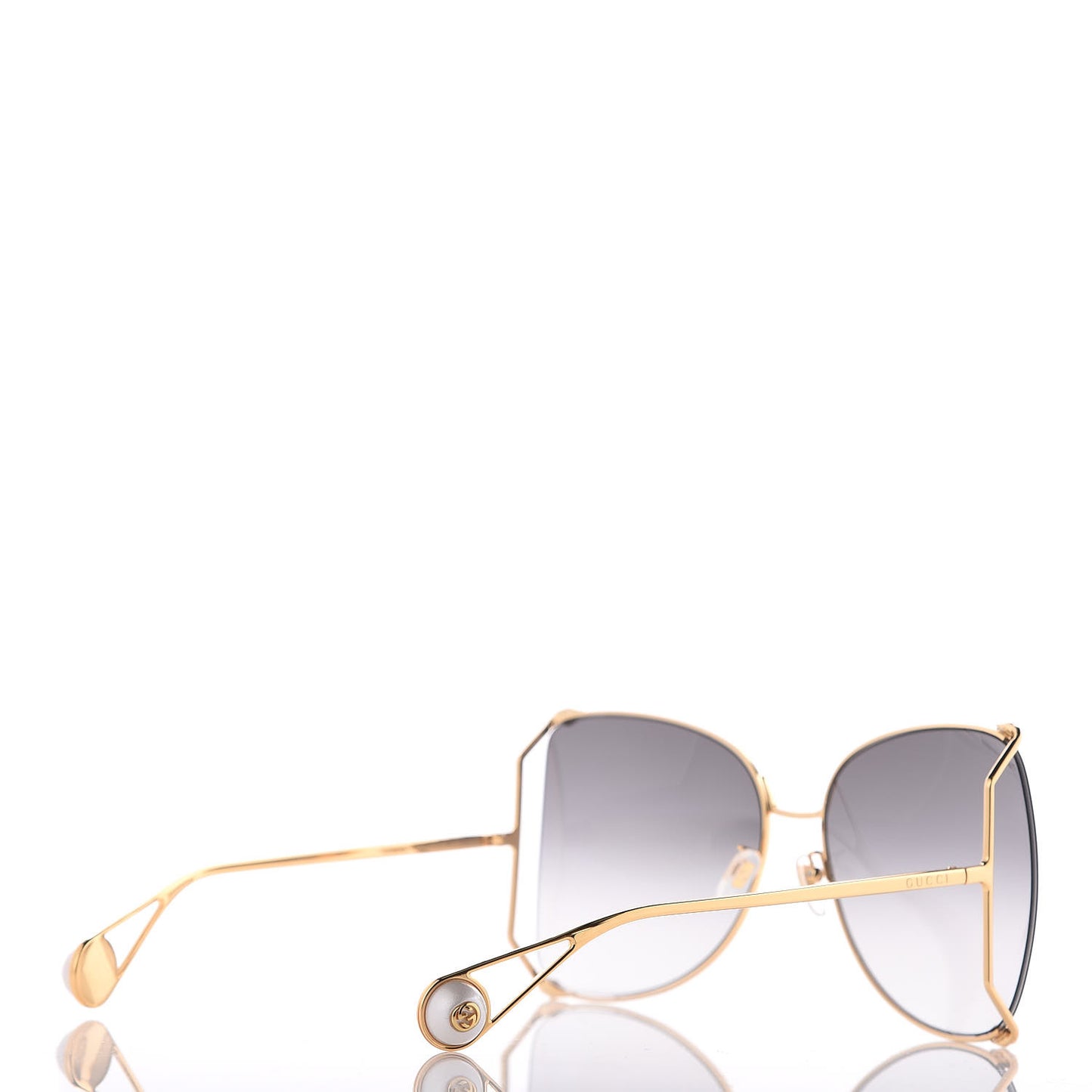 Oversized Round Sunglasses GG0252S Gold Grey