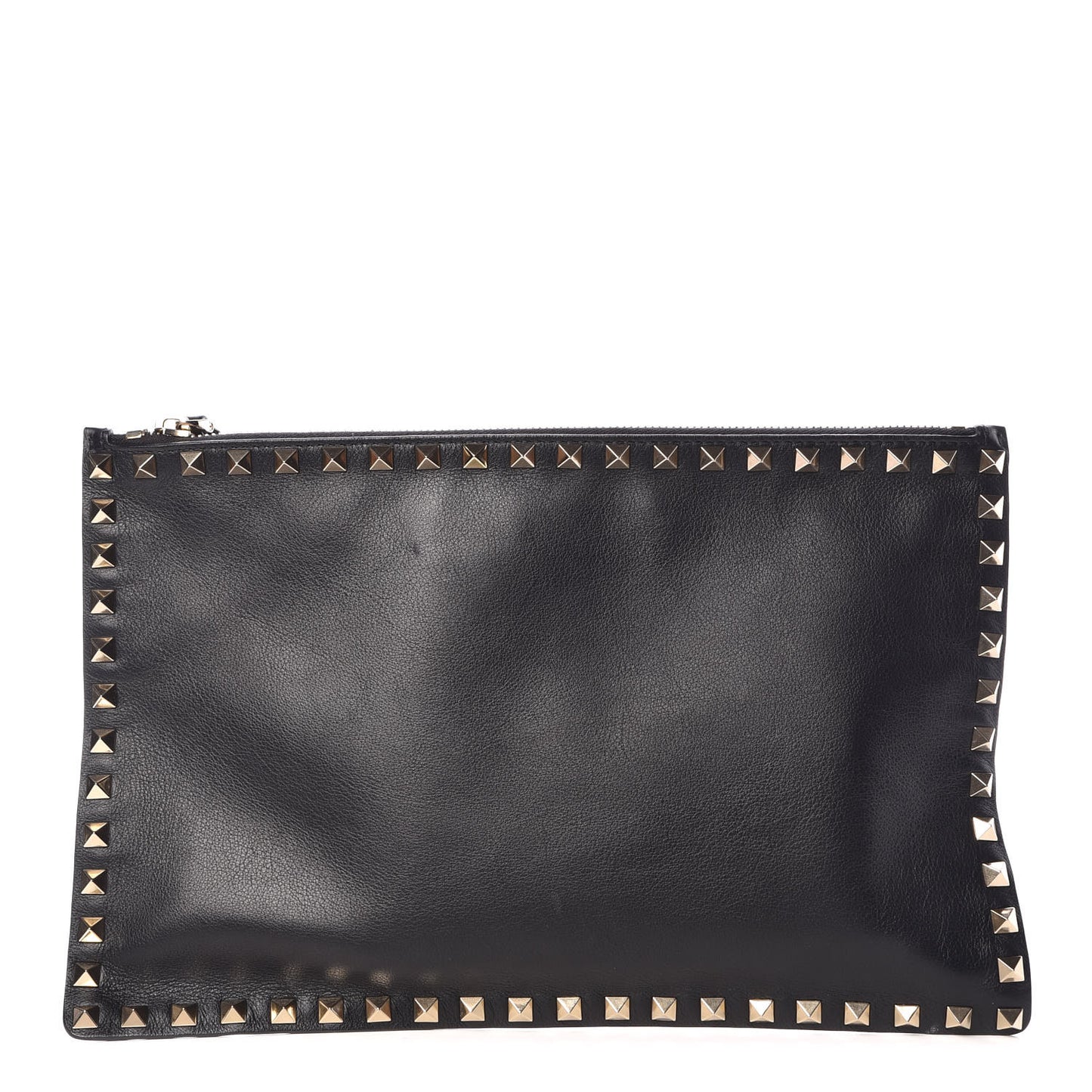 Vitello Large Rockstud Zip Pouch Black