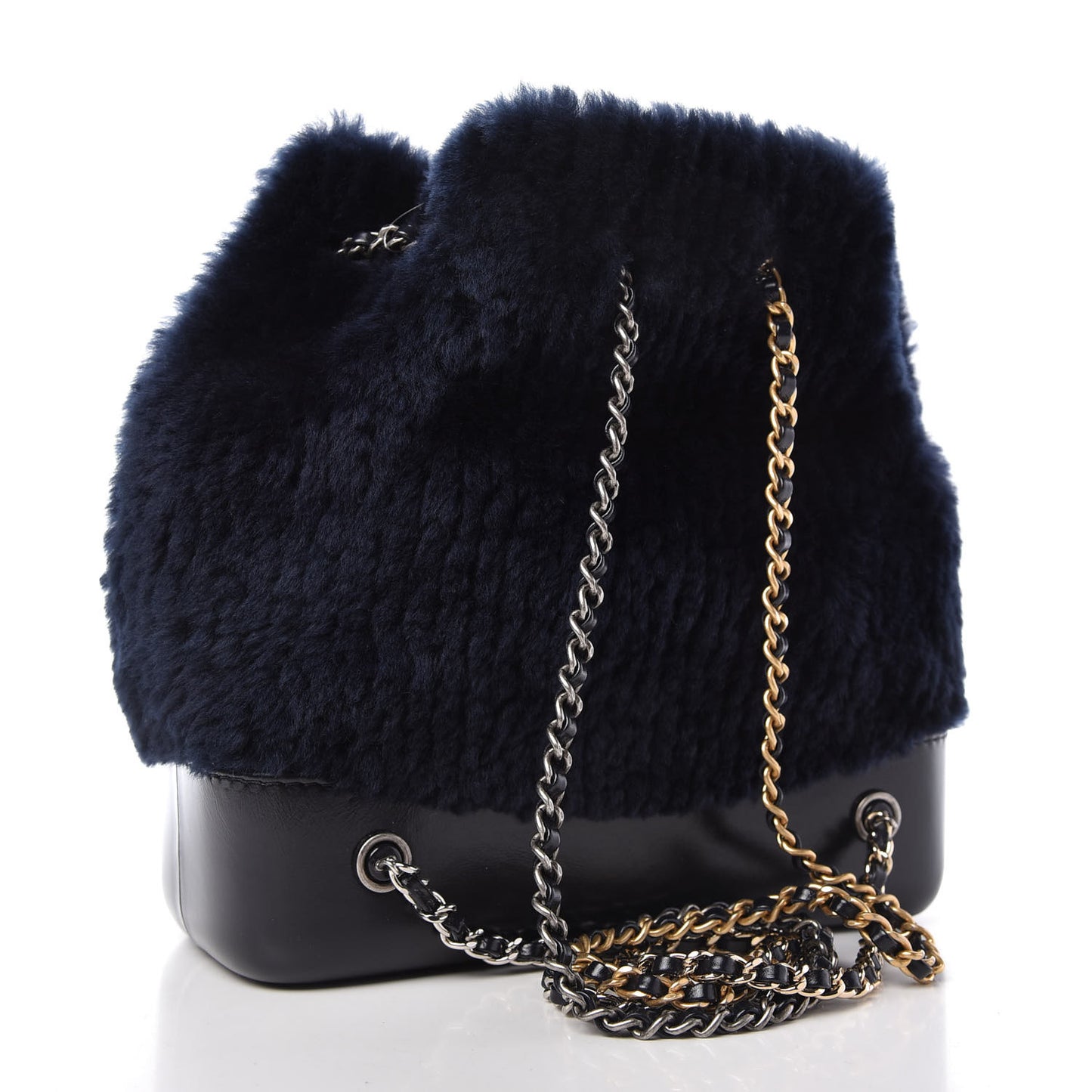Shearling Small Gabrielle Backpack Navy
