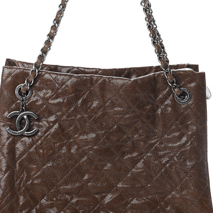 Chanel Glazed Caviar Quilted Tote Brown 7 of 9