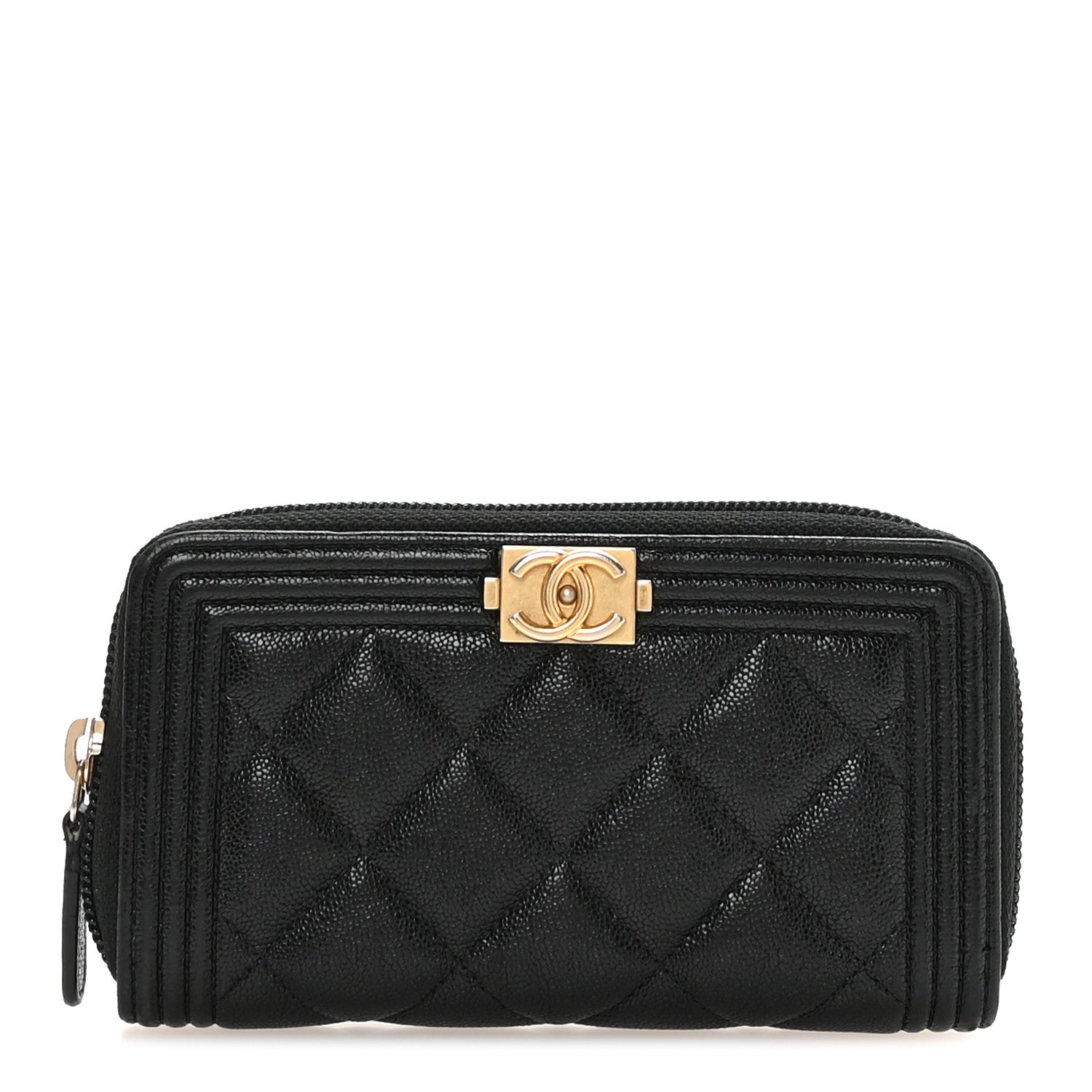 Chanel Caviar Quilted Small Boy Zip Around Wallet Black 1 of 10