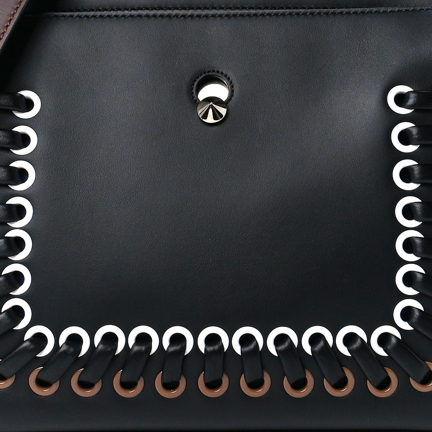 Vitello Baltico Shiny Nappa Lace Up DotCom Satchel Black