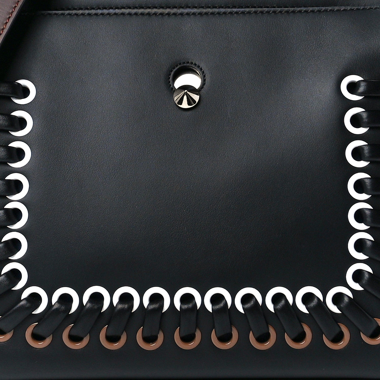 Fendi Vitello Baltico Shiny Nappa Lace Up DotCom Satchel Black 9 of 13
