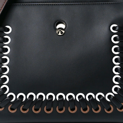 Fendi Vitello Baltico Shiny Nappa Lace Up DotCom Satchel Black 9 of 13