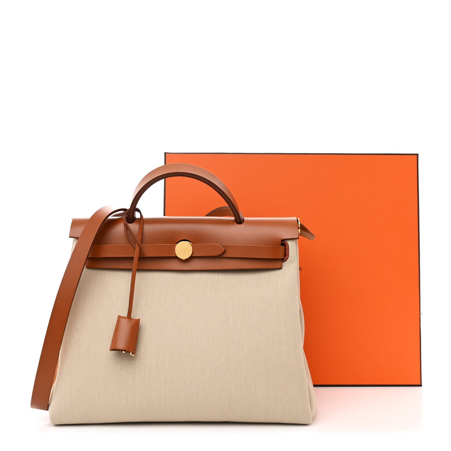Hermes Military Toile Vache Hunter Herbag Zip Retourne 31 PM Beton Naturel 12 of 12