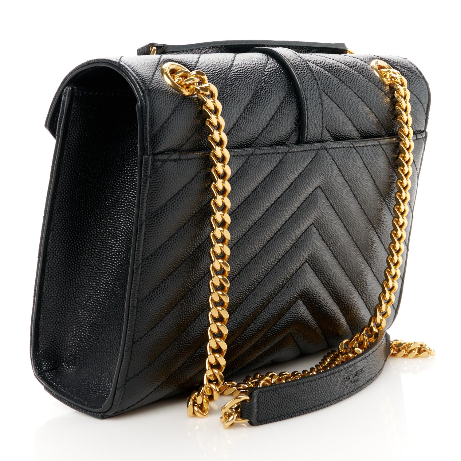 Saint Laurent Grain De Poudre Matelasse Chevron Medium Monogram Satchel Black 3 of 11