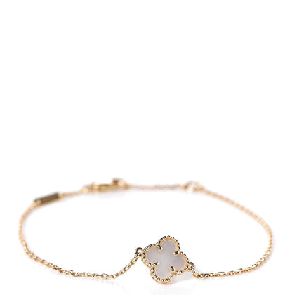 Van Cleef & Arpels 18K Yellow Gold Mother of Pearl Sweet Alhambra Bracelet 1 of 5