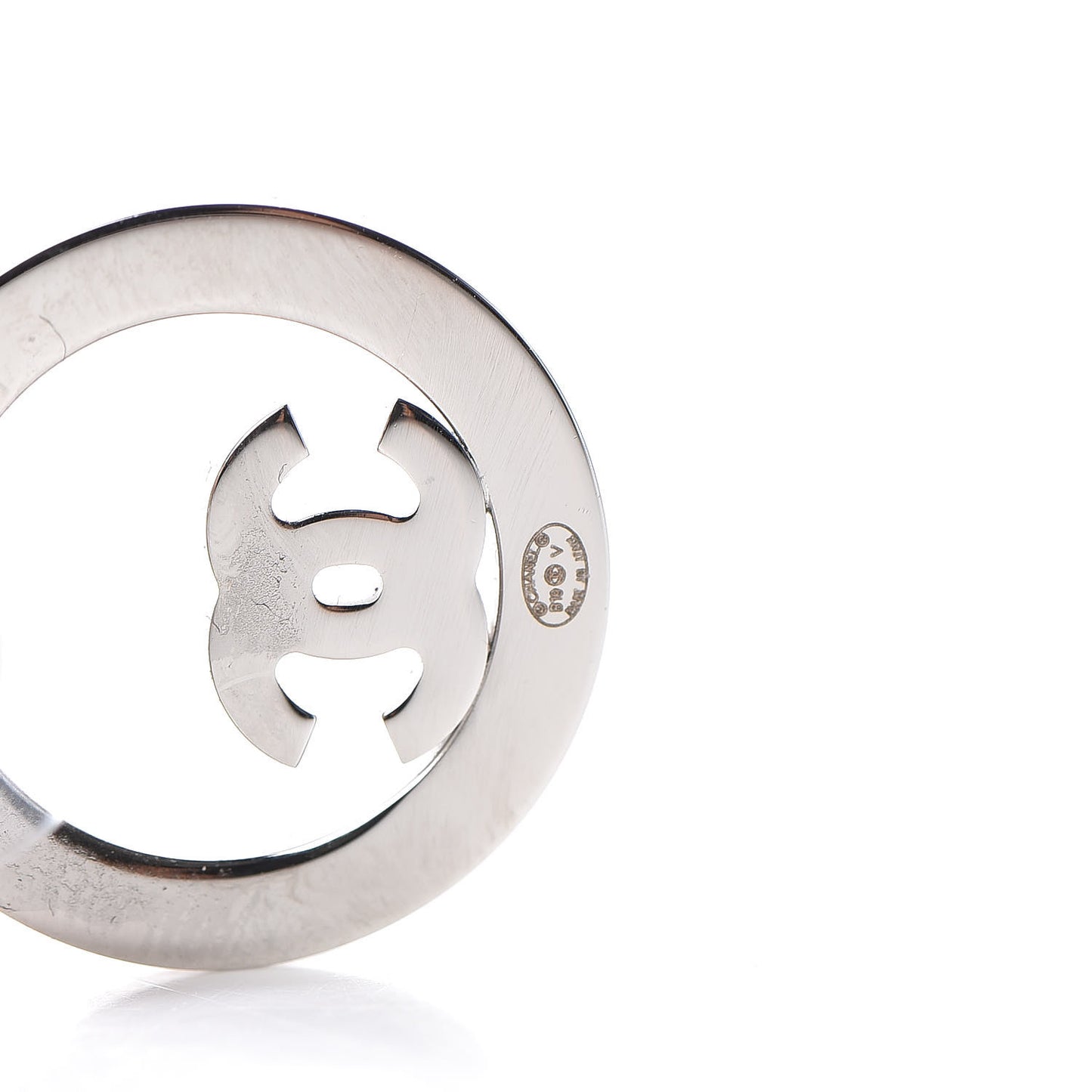 Crystal CC Round Earrings Silver