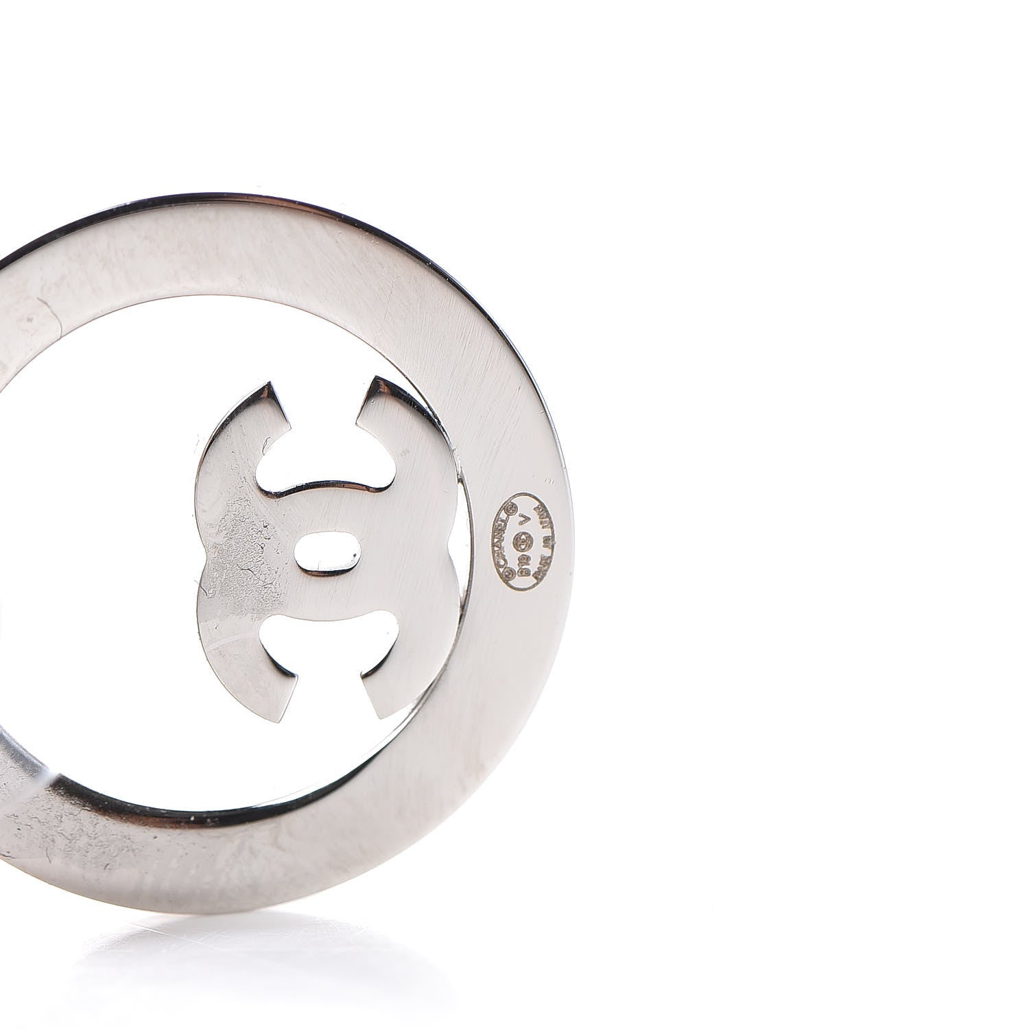 Chanel Crystal CC Round Earrings Silver 4 of 5