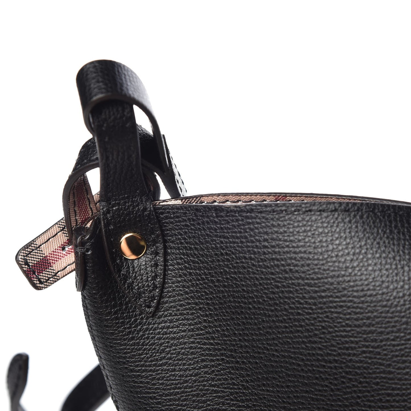 London Grainy Calfskin Small Lorne Bucket Crossbody Black