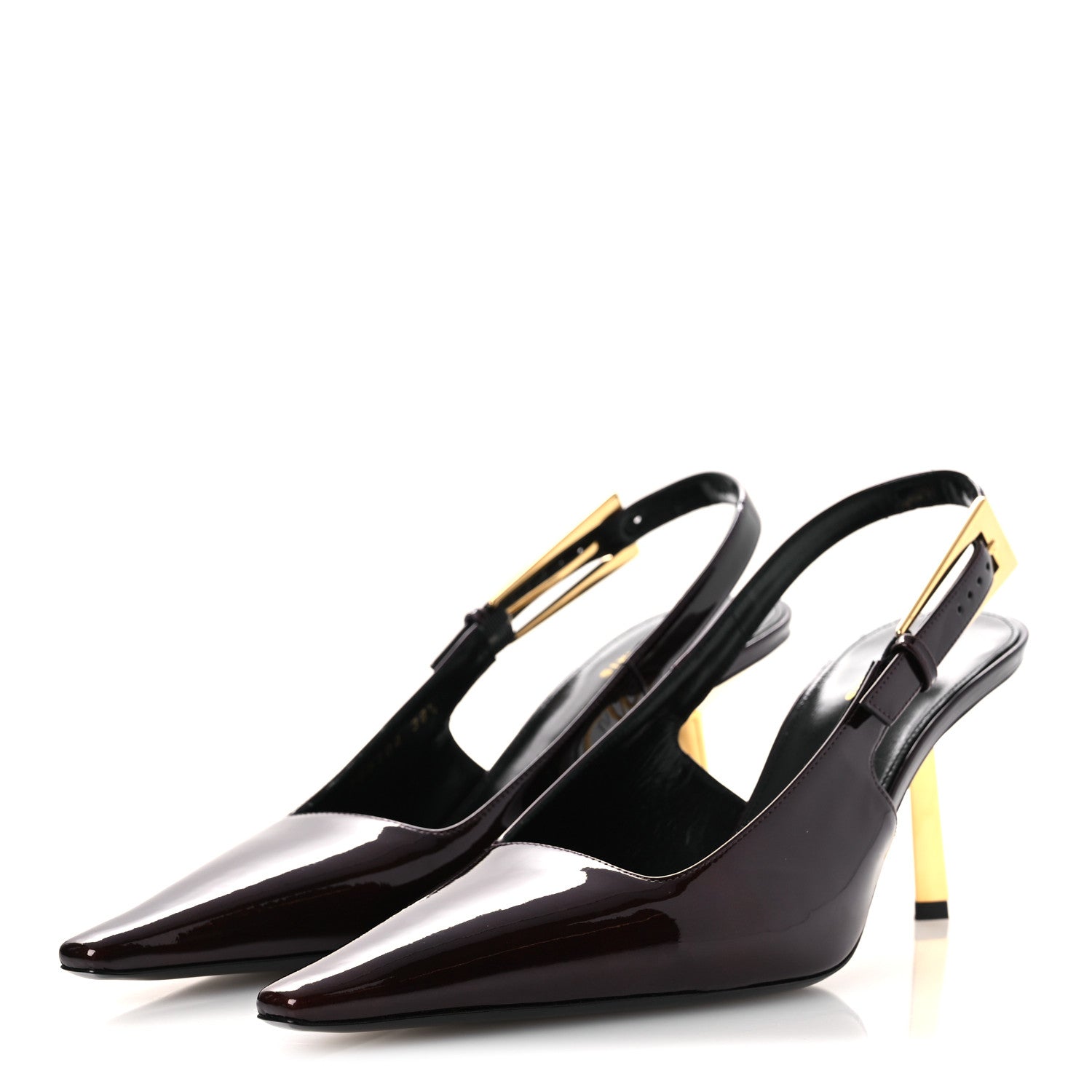 Saint Laurent Vernice Gloss Lee 75 Slingback Pumps 38.5 Marron Glacé 4 of 11