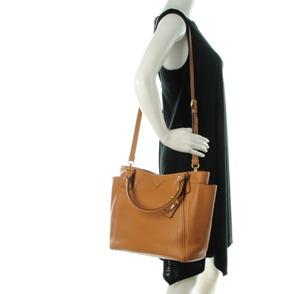 Prada Vitello Daino Side Pocket Tote Caramel 2 of 14