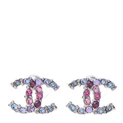 Chanel Crystal CC Earrings Silver Multicolor 1 of 5