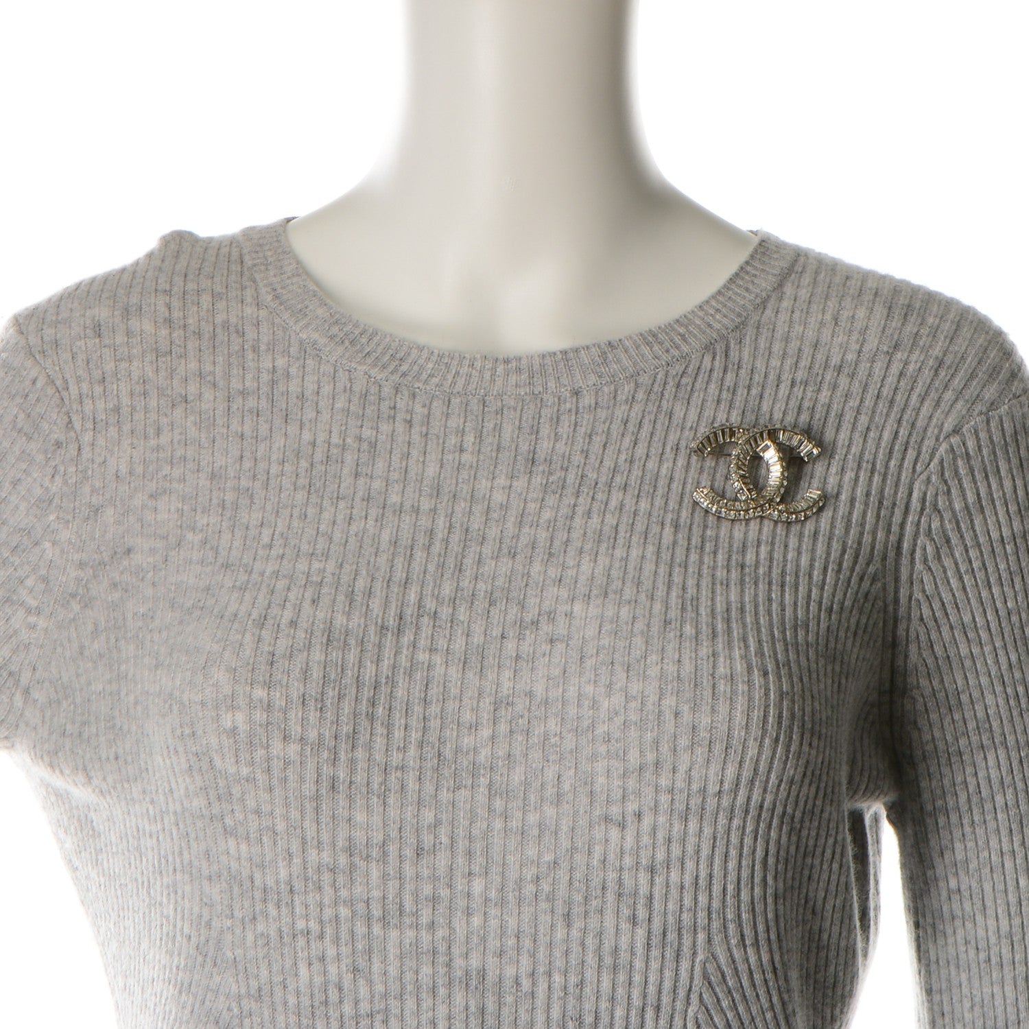 Chanel Baguette Crystal CC Brooch Silver 2 of 5